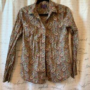 J.Crew Liberty London Fabric Paisley Floral Button Up Shirt Womens 6 Long Sleeve